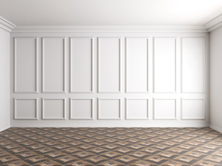 3d render of white interior with panels on wall 8k © Maksim