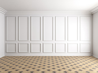 3d render of white interior with panels on wall 8k © Maksim