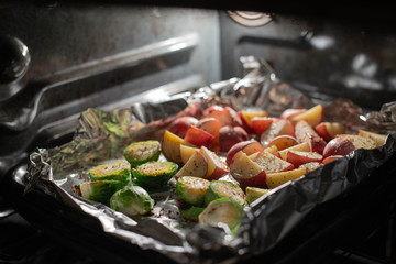vegetables in oven