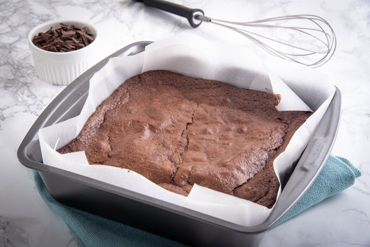 Chocolate Brownie In Steel Pan