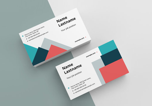 Business Card Layout with Colorful Shapes