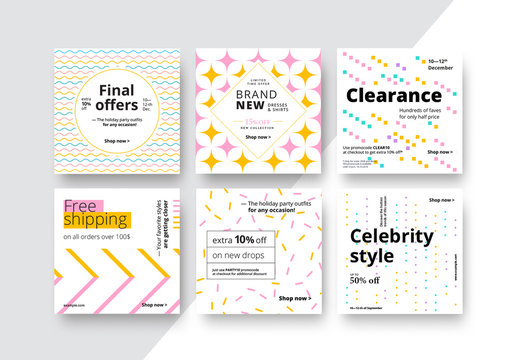 Social Media Sale Banner Layout Set