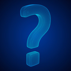 Question mark abstract model line and composition digitally drawn. Wireframe low poly mesh vector illustration