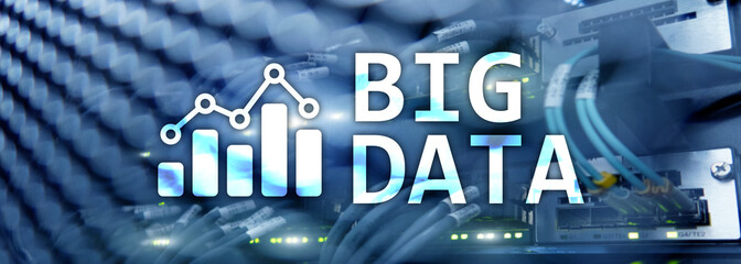Big data analysing server. Internet and technology.