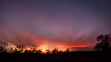 Fototapeta na wymiar Winter sunset in the country