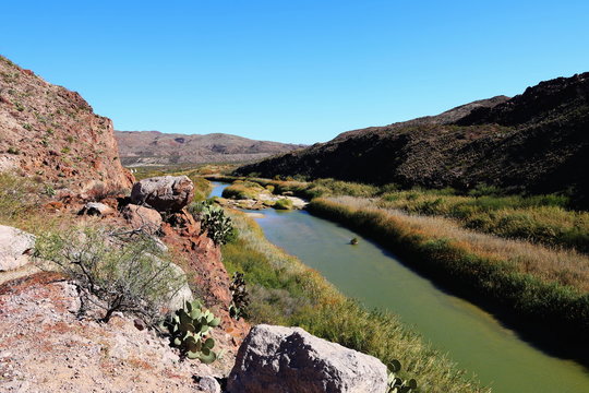 Rio Grande On The USA Mexico Border In Texas