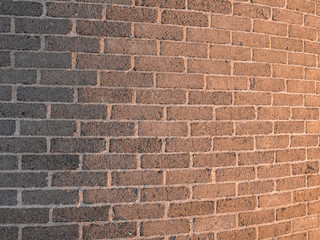 Curved brick wall with light gradient