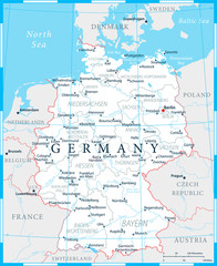 Germany Map - White and Grid - Highly detailed vector illustration