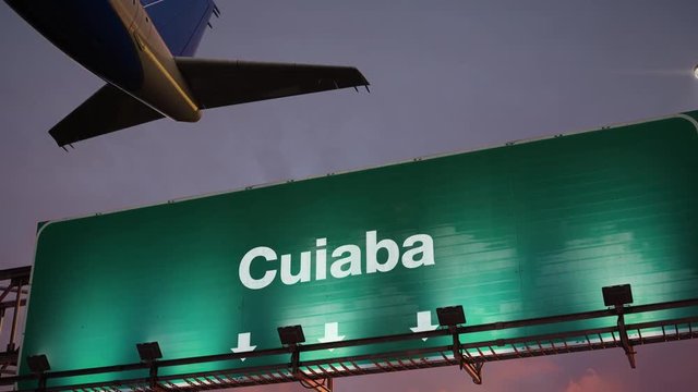 Airplane Take off Cuiaba during a wonderful sunrise
