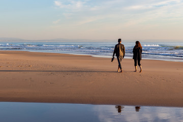 Beautiful sunset on the Carcavelos beach, Cascais, Lisbon, Portugal