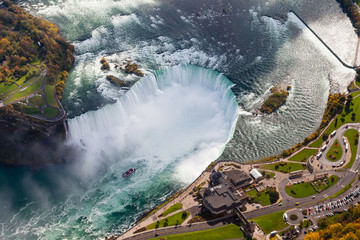 Niagara Falls Aerial View.  An aerial view of the Horseshoe Falls, a part of the Niagara Falls. ...