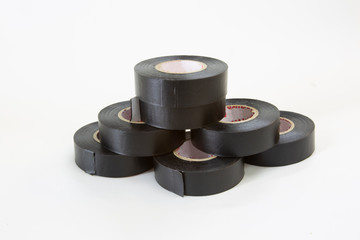 black electrical tape on white background