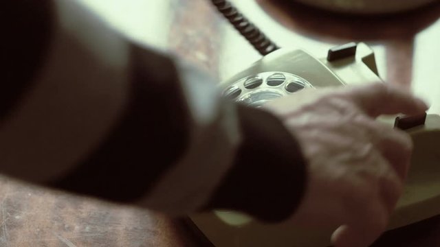 Dialing A Number On A Vintage Retro Rotary Phone