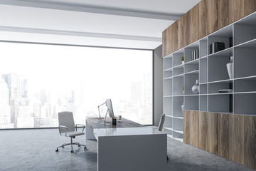 Gray panoramic manager office