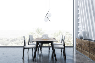 Panoramic white dining room