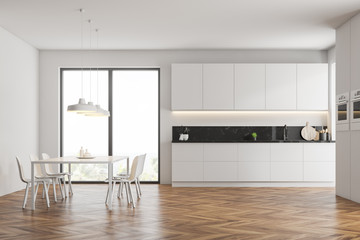 Fototapeta premium White kitchen interior with table