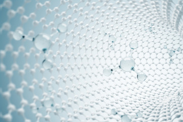 Transparent atoms over carbon molecule background - obrazy, fototapety, plakaty