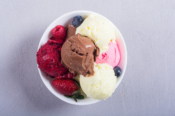 Mix of ice cream ball