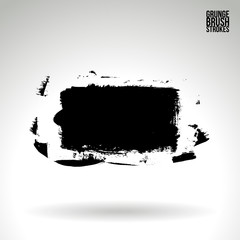 Fototapeta premium Black brush stroke and texture. Grunge vector abstract hand - painted element. Underline and border design.