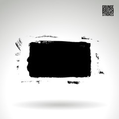 Black brush stroke and texture. Grunge vector abstract hand - painted element. Underline and border design.