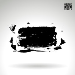 Black brush stroke and texture. Grunge vector abstract hand - painted element. Underline and border design.