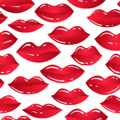 Seamless vector pattern, colorful sexy lips. Repeats texture of textile, wall, fabric, gift paper. Concept for Valentines Day.