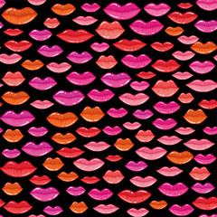 Seamless vector pattern, colorful sexy lips. Repeats texture of textile, wall, fabric, gift paper. Concept for Valentines Day.