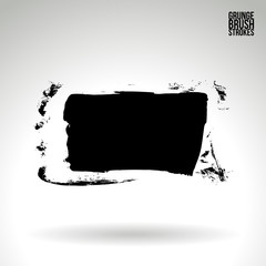 Black brush stroke and texture. Grunge vector abstract hand - painted element. Underline and border design.