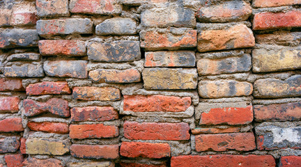 Old Brick Red Stone Wall Texture Empty Background Shabby Building Grunge Stonewall Horizontal Brickwall