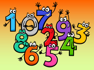 happy basic numbers cartoon characters