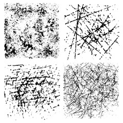 Grunge textures set. Backgrounds. Monochrome abstract grain surfaces for design.
