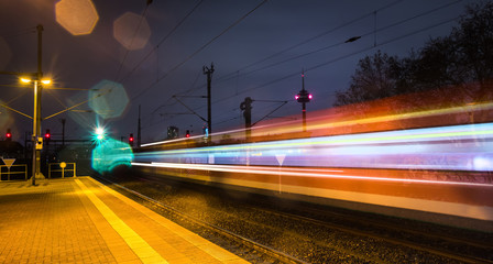 train speed lights at night