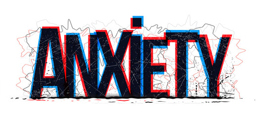 Anxiety word, vector illustration.
