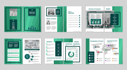 Brochure creative design. Multipurpose template, include cover, back and inside pages. Trendy minimalist flat geometric design. Vertical a4 format.