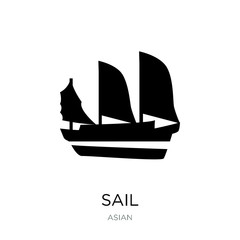 sail icon vector on white background, sail trendy filled icons f