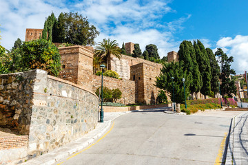 view of Gibralfaro Castle in Malaga, Spain - obrazy, fototapety, plakaty
