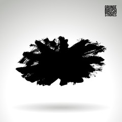 Black brush stroke and texture. Grunge vector abstract hand - painted element. Underline and border design.