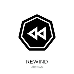 Fototapeta premium rewind icon vector on white background, rewind trendy filled ico