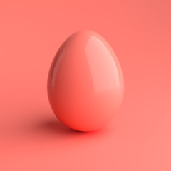 Coral egg on coral color background. Render.