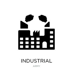 industrial building with contaminants icon vector on white backg