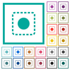 Place certificate flat color icons with quadrant frames