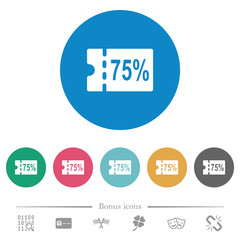 75 percent discount coupon flat round icons