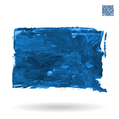 Fototapeta premium Blue brush stroke and texture. Grunge vector abstract hand - painted element. Underline and border design.