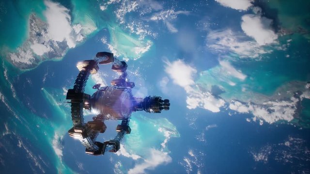 4K ISS. International Space Station Orbiting Earth. Elements of this image furnished by NASA