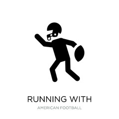 running with the ball icon vector on white background, running w