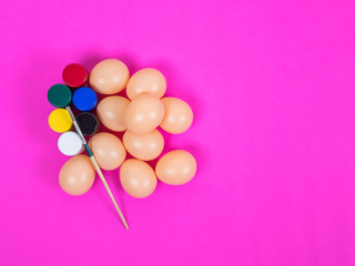 Happy easter! painting Easter eggs. Happy family preparing for Easter.
