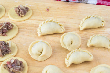 Homemade beef dumplings.