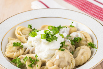 Homemade beef dumplings.