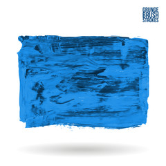 Blue brush stroke and texture. Grunge vector abstract hand - painted element. Underline and border design.