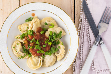 Homemade beef dumplings.